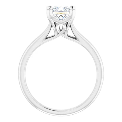 14K White Gold 1 CT Princess Cut Diamond Solitaire Engagement Ring with Tapered Band