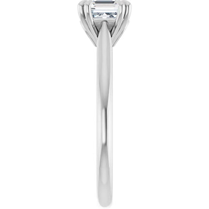14K White Gold 1 CTW Asscher-Cut Diamond Solitaire Engagement Ring with Claw Prong Setting