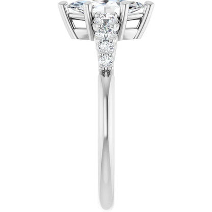 14K White Gold 1 CTW Marquise-Cut Diamond Engagement Ring with Graduated Round Accents