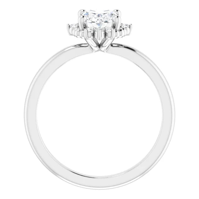 14K White Gold 1 CTW Oval-Cut Diamond Engagement Ring with Floral Halo Design