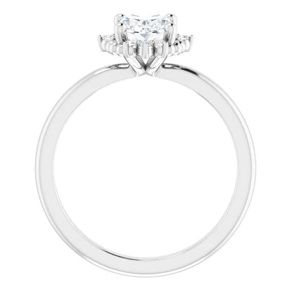 14K White Gold 1 CTW Oval-Cut Diamond Engagement Ring with Floral Halo Design