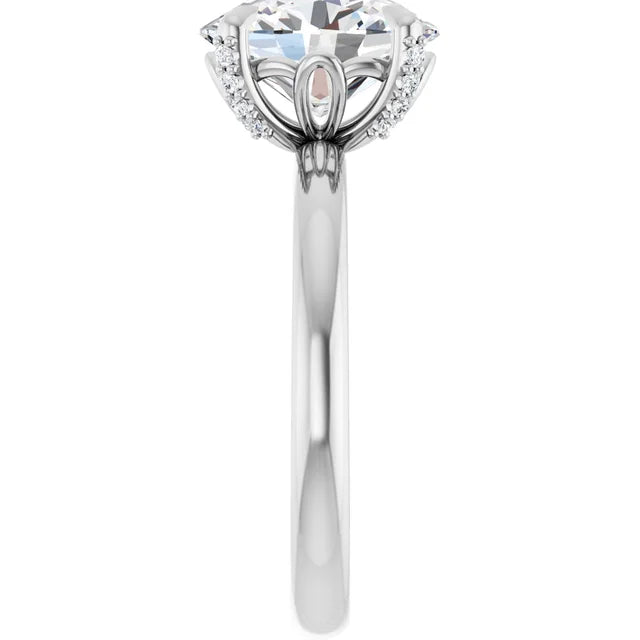 14K White Gold 1 CTW Oval-Cut Diamond Solitaire Engagement Ring with Claw-Prong Setting