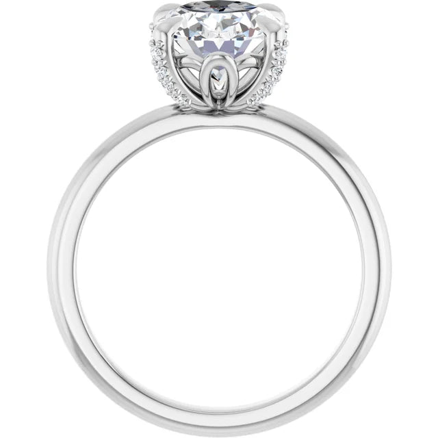 14K White Gold 1 CTW Oval-Cut Diamond Solitaire Engagement Ring with Claw-Prong Setting