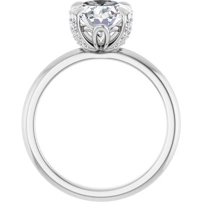 14K White Gold 1 CTW Oval-Cut Diamond Solitaire Engagement Ring with Claw-Prong Setting