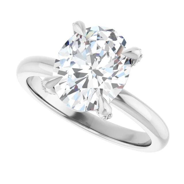 14K White Gold 1 CTW Oval-Cut Diamond Solitaire Engagement Ring with Claw-Prong Setting