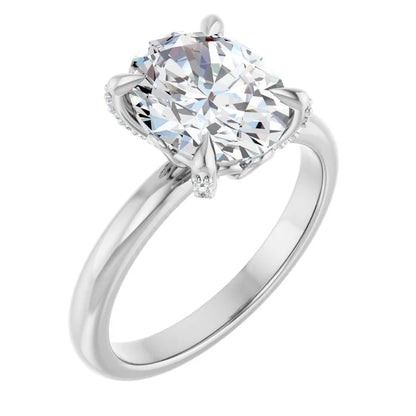 14K White Gold 1 CTW Oval-Cut Diamond Solitaire Engagement Ring with Claw-Prong Setting