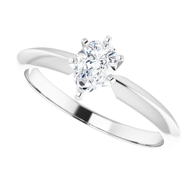 14K White Gold 1 CTW Pear-Cut Diamond Solitaire Engagement Ring with Six-Prong Setting