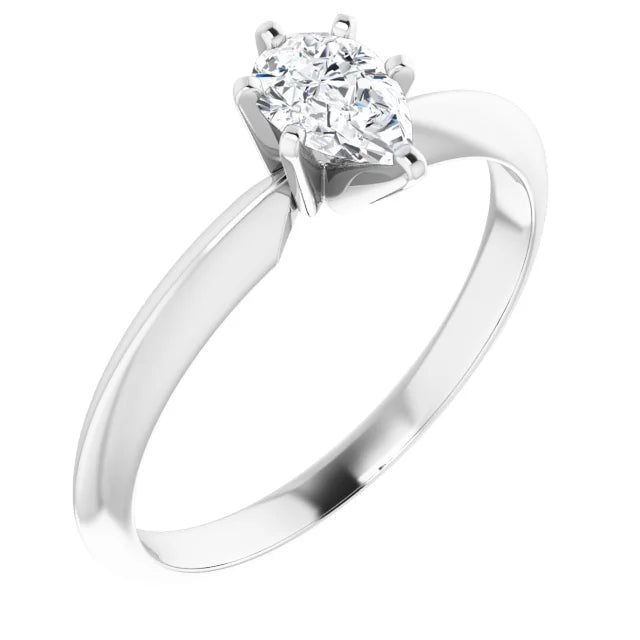 14K White Gold 1 CTW Pear-Cut Diamond Solitaire Engagement Ring with Six-Prong Setting