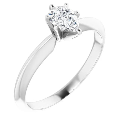 14K White Gold 1 CTW Pear-Cut Diamond Solitaire Engagement Ring with Six-Prong Setting