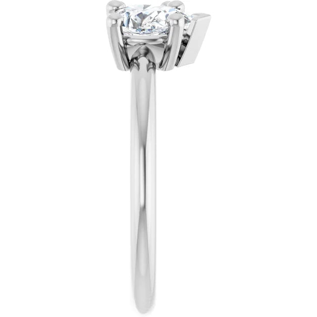 14K White Gold 1 CTW Pear-Cut and Round Diamond Two-Stone Engagement Ring
