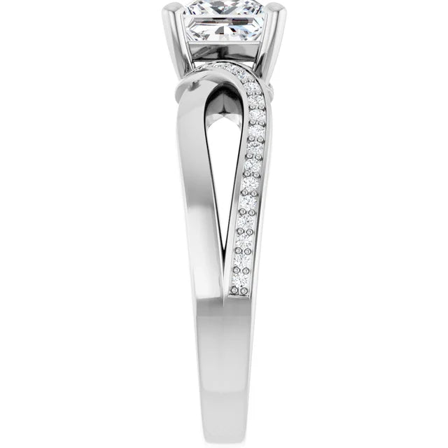 14K White Gold 1 CTW Princess-Cut Diamond Engagement Ring with Infinity-Inspired Split Shank