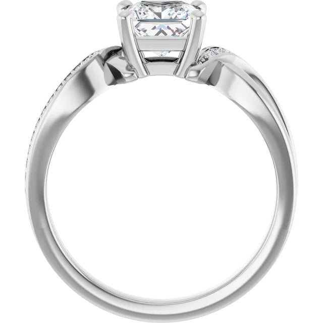 14K White Gold 1 CTW Princess-Cut Diamond Engagement Ring with Infinity-Inspired Split Shank