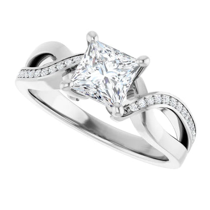 14K White Gold 1 CTW Princess-Cut Diamond Engagement Ring with Infinity-Inspired Split Shank