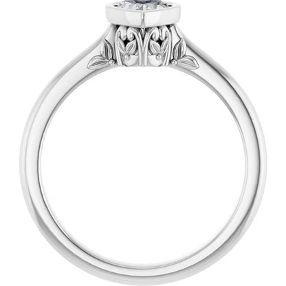 14K White Gold 1/2 CTW Heart-Cut Diamond Bezel-Set Solitaire Engagement Ring