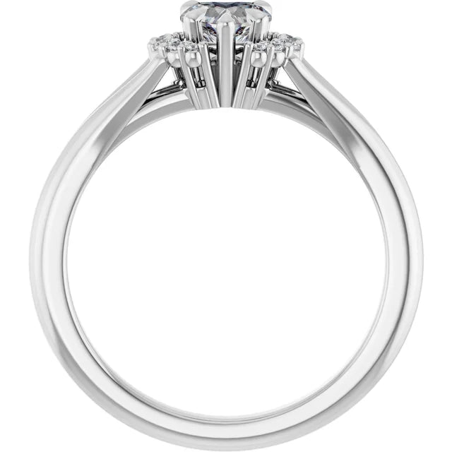 14K White Gold 1/2 CTW Heart-Cut Diamond Engagement Ring with Split Shank and Halo Accents