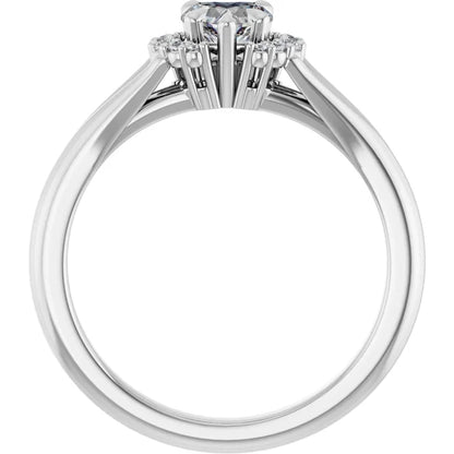 14K White Gold 1/2 CTW Heart-Cut Diamond Engagement Ring with Split Shank and Halo Accents