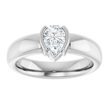 14K White Gold 1/2 CTW Pear-Cut Diamond Bezel-Set Engagement Ring