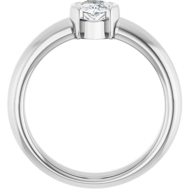 14K White Gold 1/2 CTW Pear-Cut Diamond Bezel-Set Engagement Ring