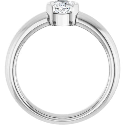 14K White Gold 1/2 CTW Pear-Cut Diamond Bezel-Set Engagement Ring