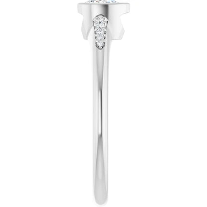 14K White Gold 1/2 CTW Pear-Cut Diamond Engagement Ring with Bezel Setting and Pave Band