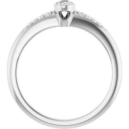 14K White Gold 1/2 CTW Pear-Cut Diamond Engagement Ring with Bezel Setting and Pave Band