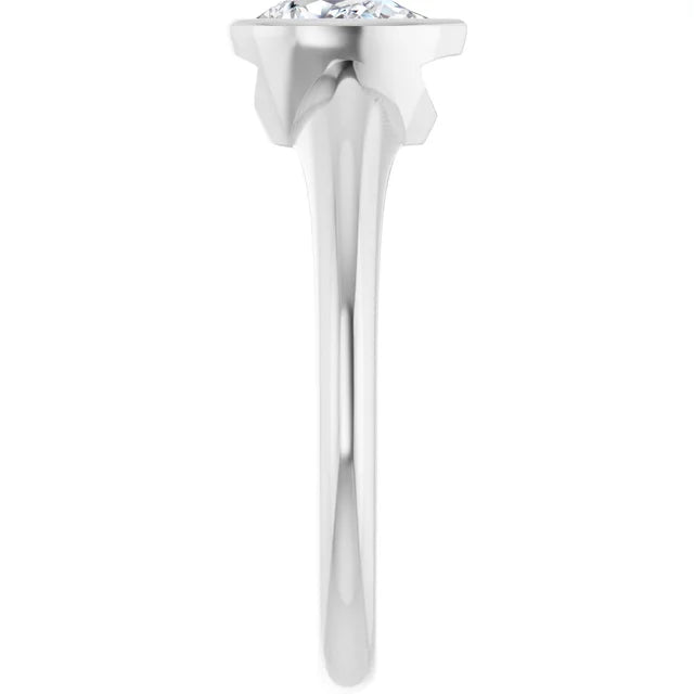 14K White Gold 1/2 CTW Pear-Cut Diamond Solitaire Engagement Ring with Bezel Setting