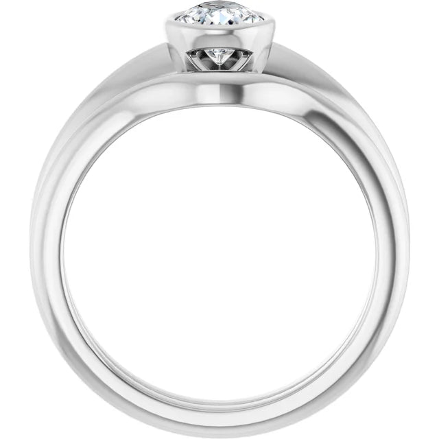 14K White Gold 1/2 CTW Pear-Cut Diamond Solitaire Engagement Ring with Bezel Setting