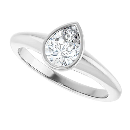 14K White Gold 1/2 CTW Pear-Cut Diamond Solitaire Engagement Ring with Bezel Setting
