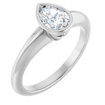 14K White Gold 1/2 CTW Pear-Cut Diamond Solitaire Engagement Ring with Bezel Setting