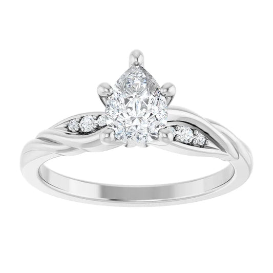 14K White Gold 1/2 CTW Pear-Shaped Diamond Twist Shank Engagement Ring