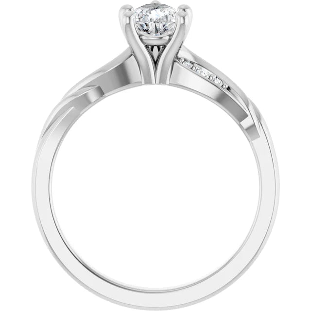 14K White Gold 1/2 CTW Pear-Shaped Diamond Twist Shank Engagement Ring
