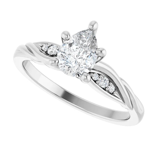 14K White Gold 1/2 CTW Pear-Shaped Diamond Twist Shank Engagement Ring
