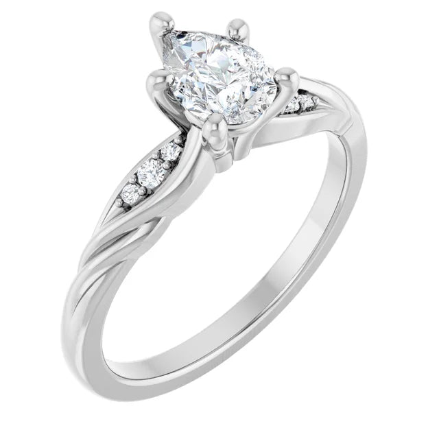 14K White Gold 1/2 CTW Pear-Shaped Diamond Twist Shank Engagement Ring