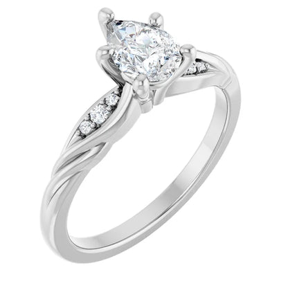 14K White Gold 1/2 CTW Pear-Shaped Diamond Twist Shank Engagement Ring