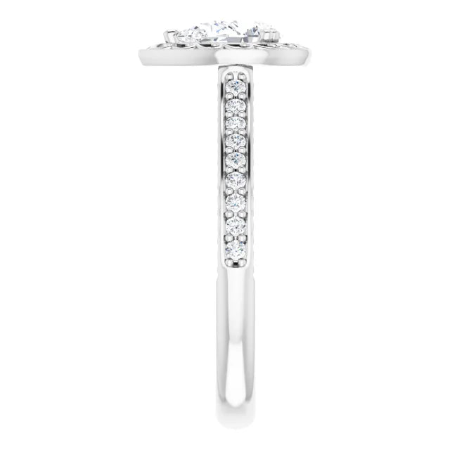 14K White Gold 1/2 CTW Pear-Shaped Diamond Vintage-Inspired Engagement Ring