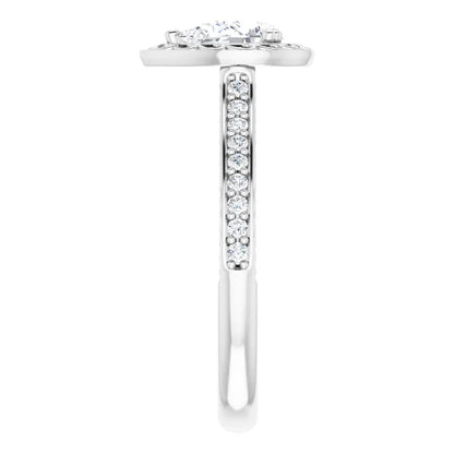 14K White Gold 1/2 CTW Pear-Shaped Diamond Vintage-Inspired Engagement Ring