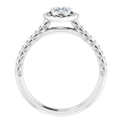 14K White Gold 1/2 CTW Pear-Shaped Diamond Vintage-Inspired Engagement Ring