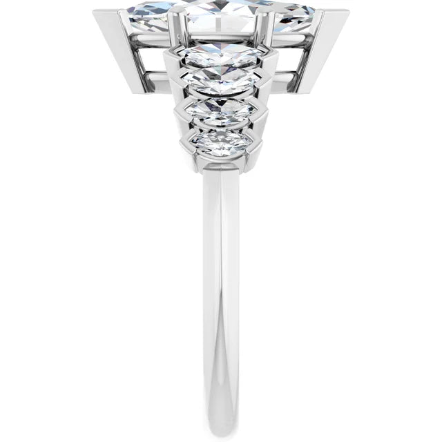 14K White Gold 2 3/4 CTW Marquise-Cut Diamond Engagement Ring