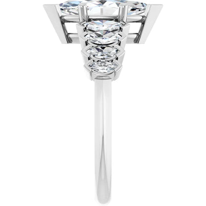 14K White Gold 2 3/4 CTW Marquise-Cut Diamond Engagement Ring