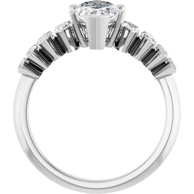 14K White Gold 2 3/4 CTW Marquise-Cut Diamond Engagement Ring