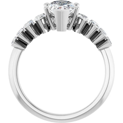 14K White Gold 2 3/4 CTW Marquise-Cut Diamond Engagement Ring