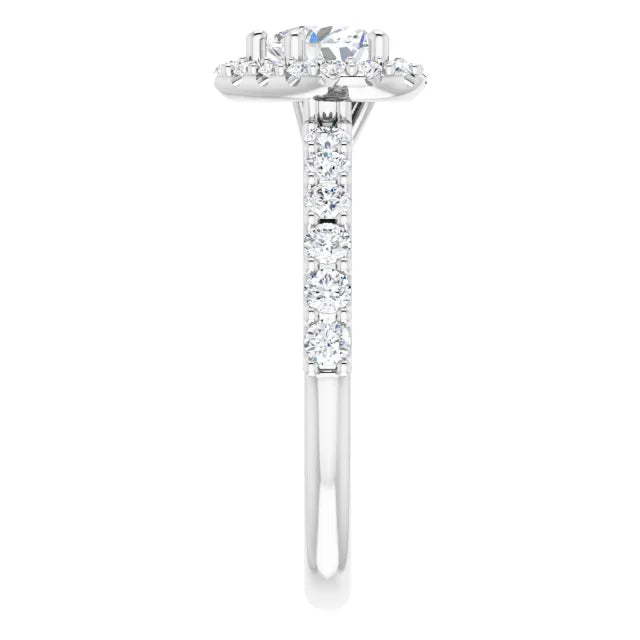 14K White Gold 2 CTW Heart-Cut Diamond Halo Engagement Ring with Pavé Band
