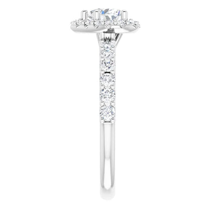 14K White Gold 2 CTW Heart-Cut Diamond Halo Engagement Ring with Pavé Band