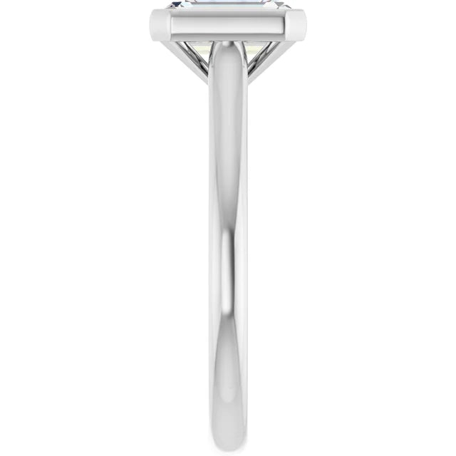 14K White Gold 3 7/8 CTW Emerald-Cut Diamond Bezel-Set Solitaire Engagement Ring