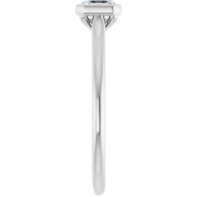 14K White Gold 3/4 CTW Asscher-Cut Diamond Solitaire Engagement Ring with Bezel Setting