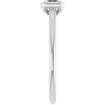 14K White Gold 3/4 CTW Asscher-Cut Diamond Solitaire Engagement Ring with Bezel Setting