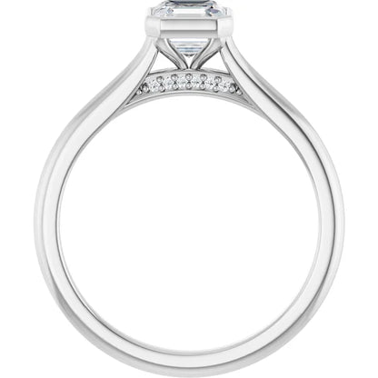 14K White Gold 3/4 CTW Asscher-Cut Diamond Solitaire Engagement Ring with Bezel Setting
