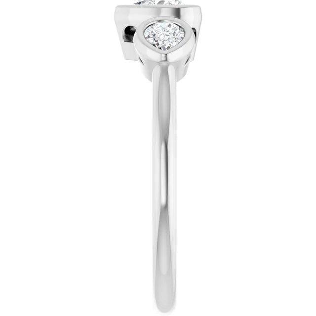 14K White Gold 3/4 CTW Heart-Cut Diamond Three-Stone Engagement Ring with Pear Bezel Accents