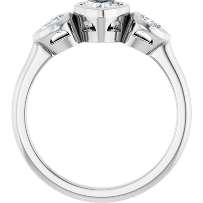 14K White Gold 3/4 CTW Heart-Cut Diamond Three-Stone Engagement Ring with Pear Bezel Accents