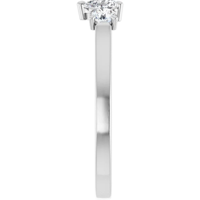 14K White Gold 3/4 CTW Heart-Cut Diamond Three-Stone Engagement Ring with Round Accents